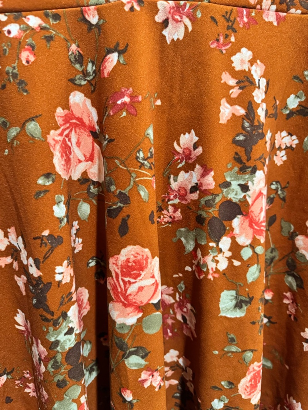 NWT Plus Size Burnt Orange Floral A-Line Skirt - Picture 3 of 5
